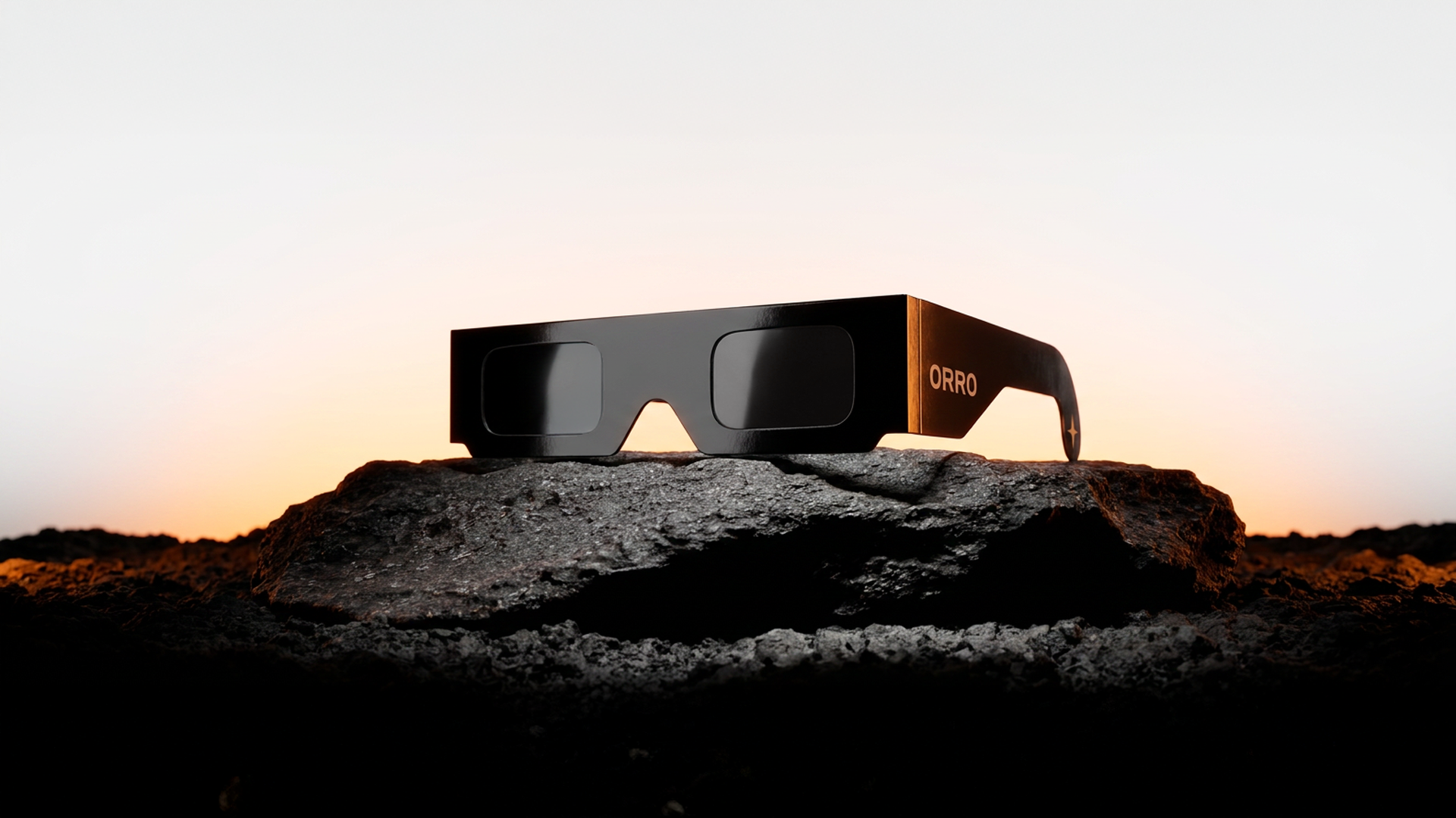 ORRO solar eclipse glasses at sunset